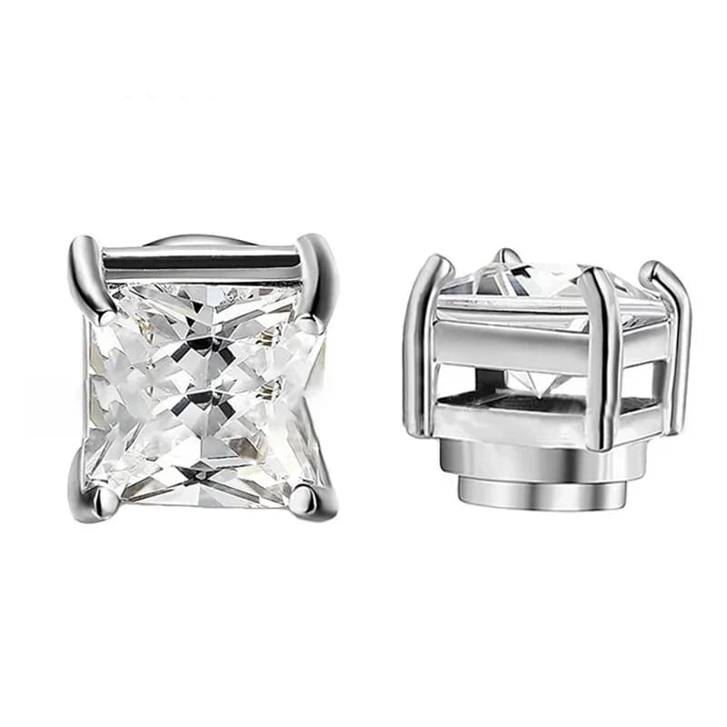 1 paire de boucles d'oreilles magnétiques à clip en cristal, style punk, rondes, avec aimant en zircon, bijoux sans piercing