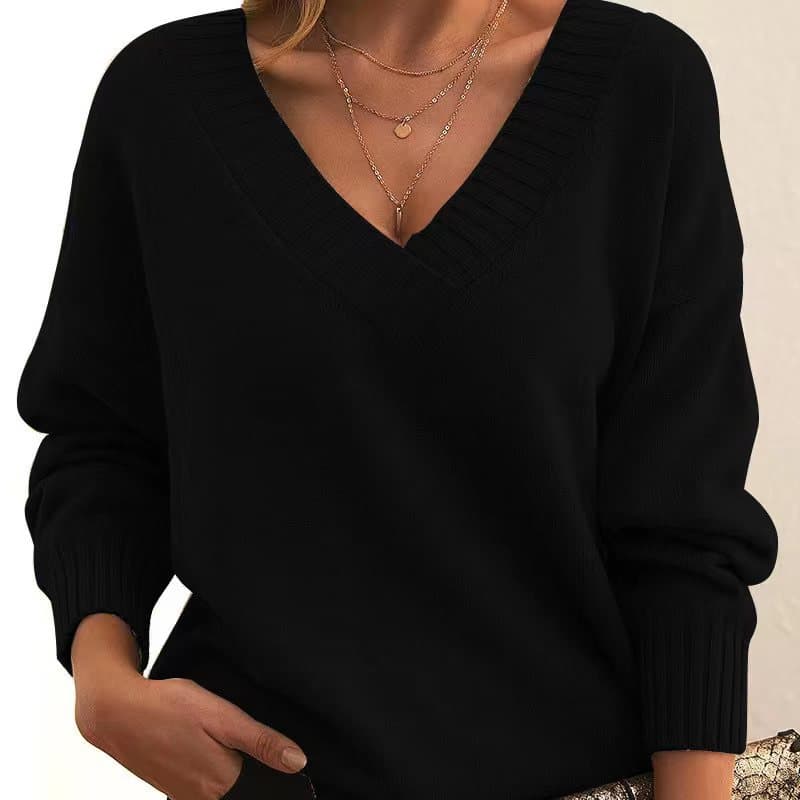 Women's loose V-neck casual all-match knitwear