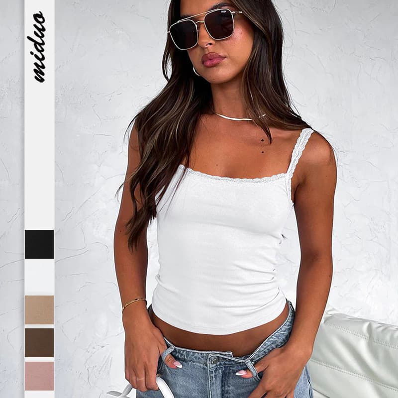 Ladies Camisole Vests 2025 New Women's Tops Summer Sexy Undershirt Solid Color Slim Short Crop Top Solid Color Bottoming Shirt
