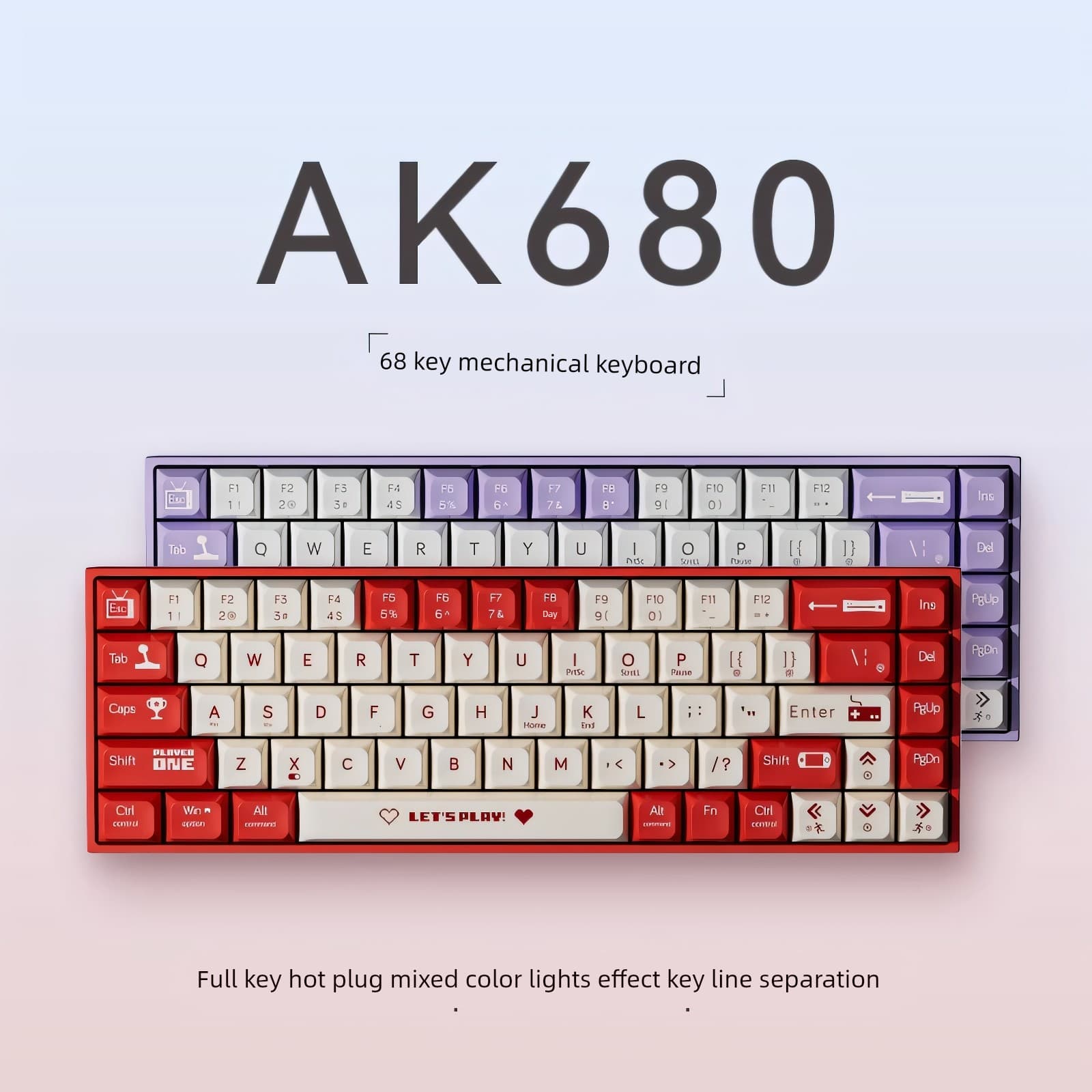 azz Ak680 Nical Wired Hot Plug Computer 68 Keys Keyboard Specially For Gaming