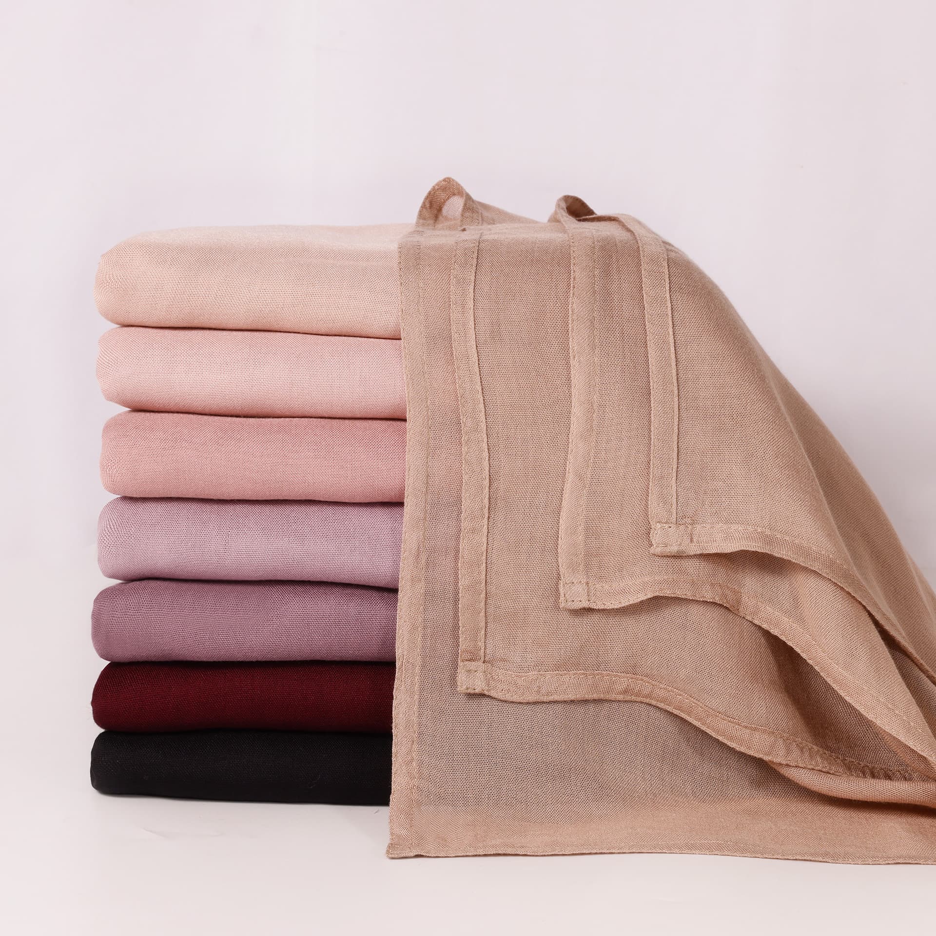 Breathable Modal & Cotton Headscarf – Wide Brim Solid Color Scarf (Lightweight Malay/Indonesian Style For Women)