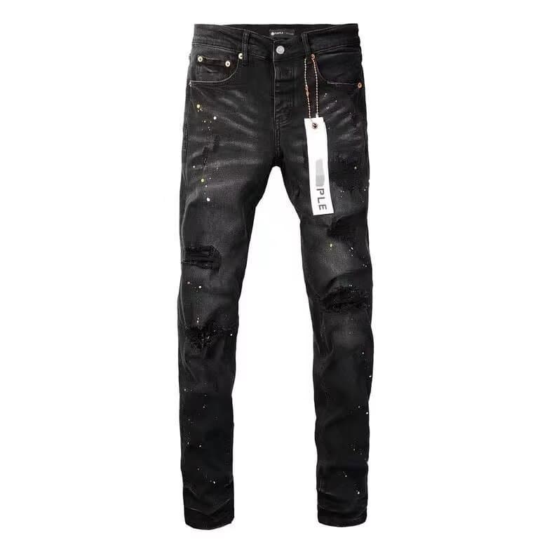 Jean slim pour homme 2026, style décontracté et tendance, en coton déchiré, orné d'écussons brodés.