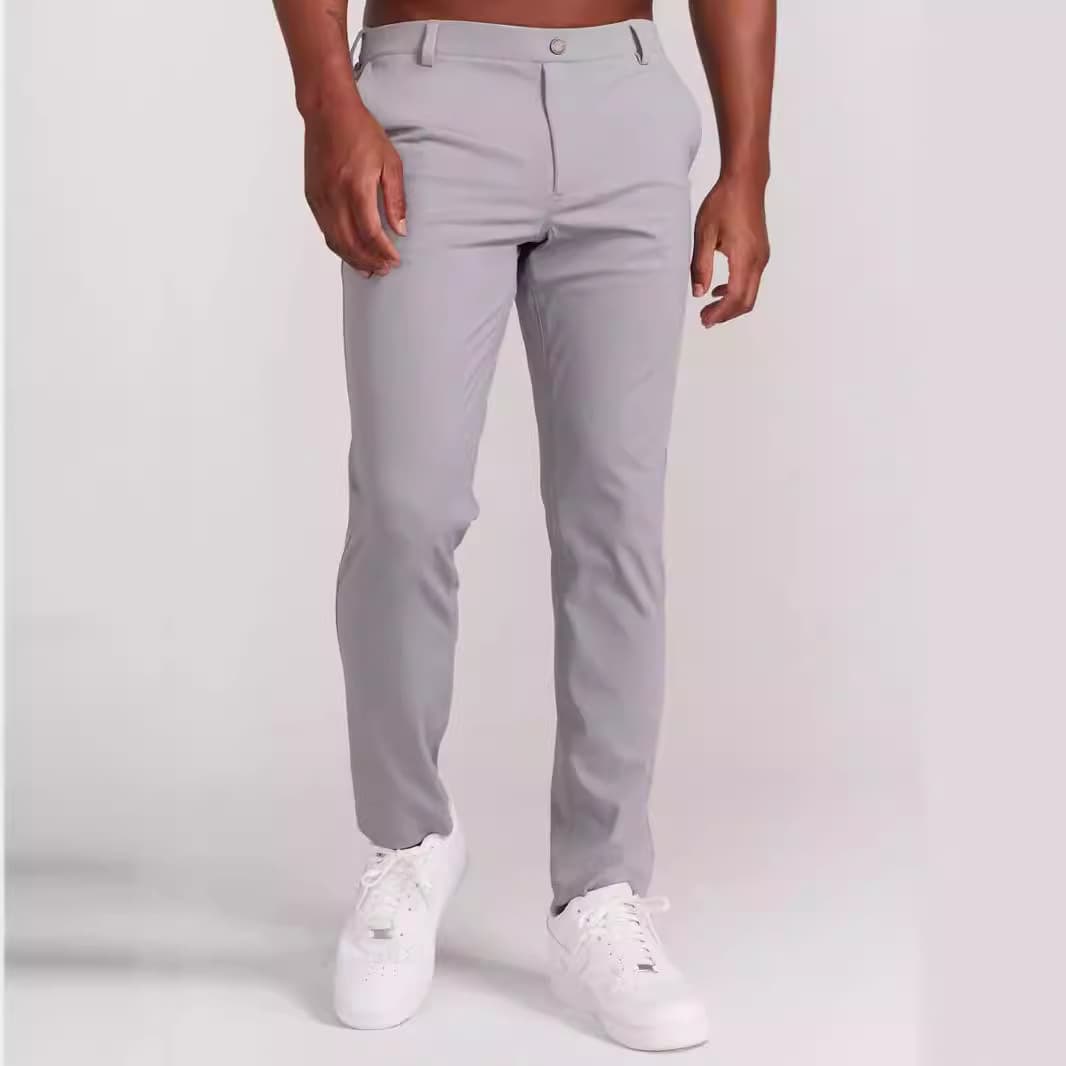Men's Slim Fit Casual Trousers All Season Solid Color With Real Back Pocket 2024 New European And American Style Cross Border E Commerce Foreign Trade