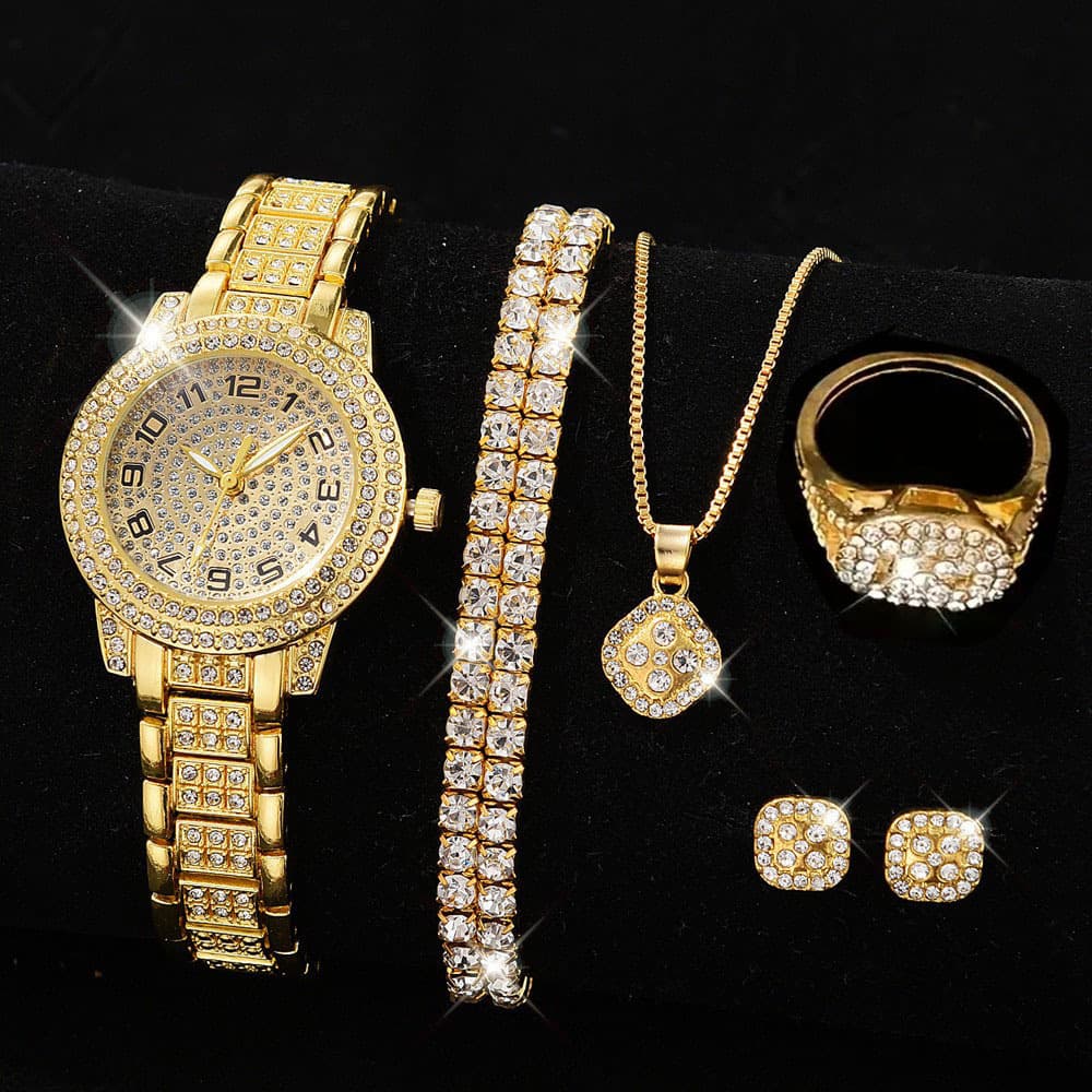 Women's Watch Fashion Casual Digital Quartz Set Full Diamond Bracelet Fashion Watch