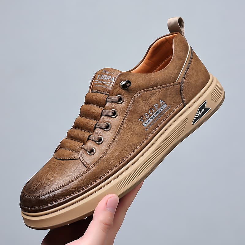 New soft leather cowhide men's shoes soft sole trend every day casual leather shoes board shoes