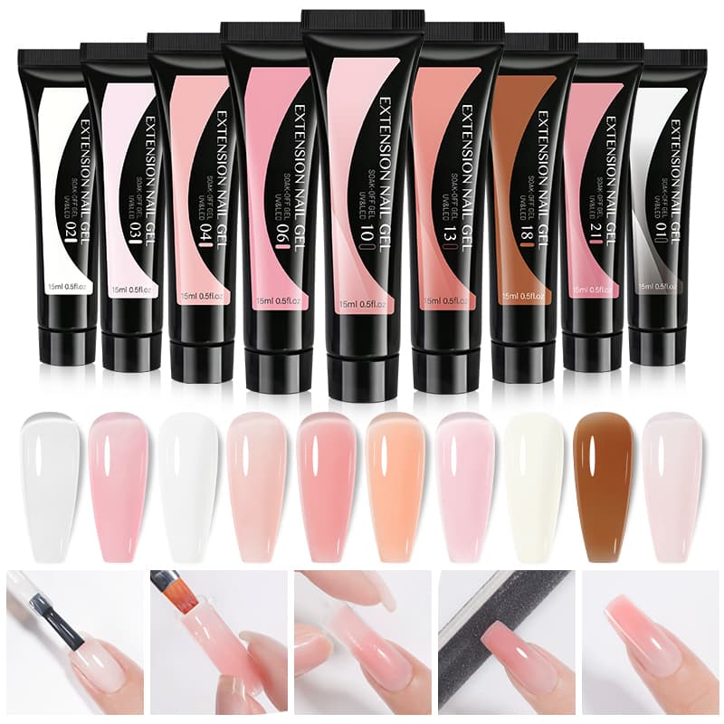 Arte Clavo 15ml Jelly Nail Extension Gel Pink White Clear Quick Building Soak Off UV LED Gel Nails Finger Extensions Nail Art
