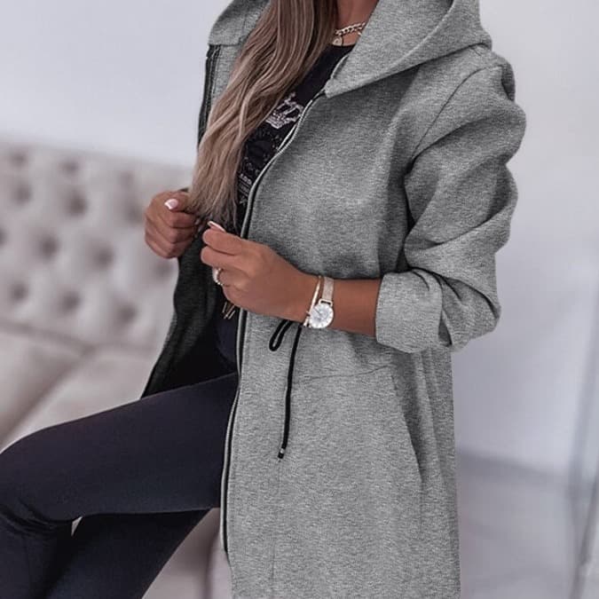 Fashion Casual Hooded Zipper Jacket For Women