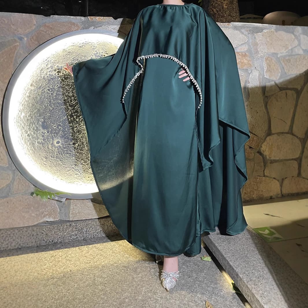 LY03 Dubai Women's Muslim Pearl Chain Daily Commuter Cape Robe