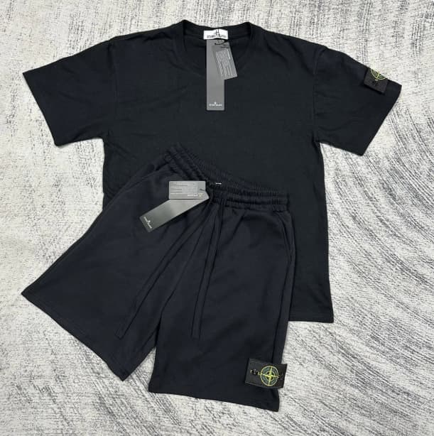 Short STONE à insigne boussole transfrontalier, pantalon décontracté mi-long, ensemble de sport ample à manches courtes pour l'été