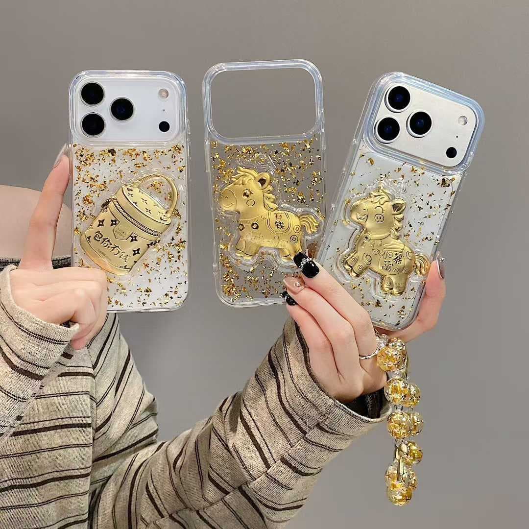 TechCore TechCore Get Rich Instantly 3D Resin Compatible With A Pple 16/17 Max Phone Case IP15 Pro Large Hole Cover