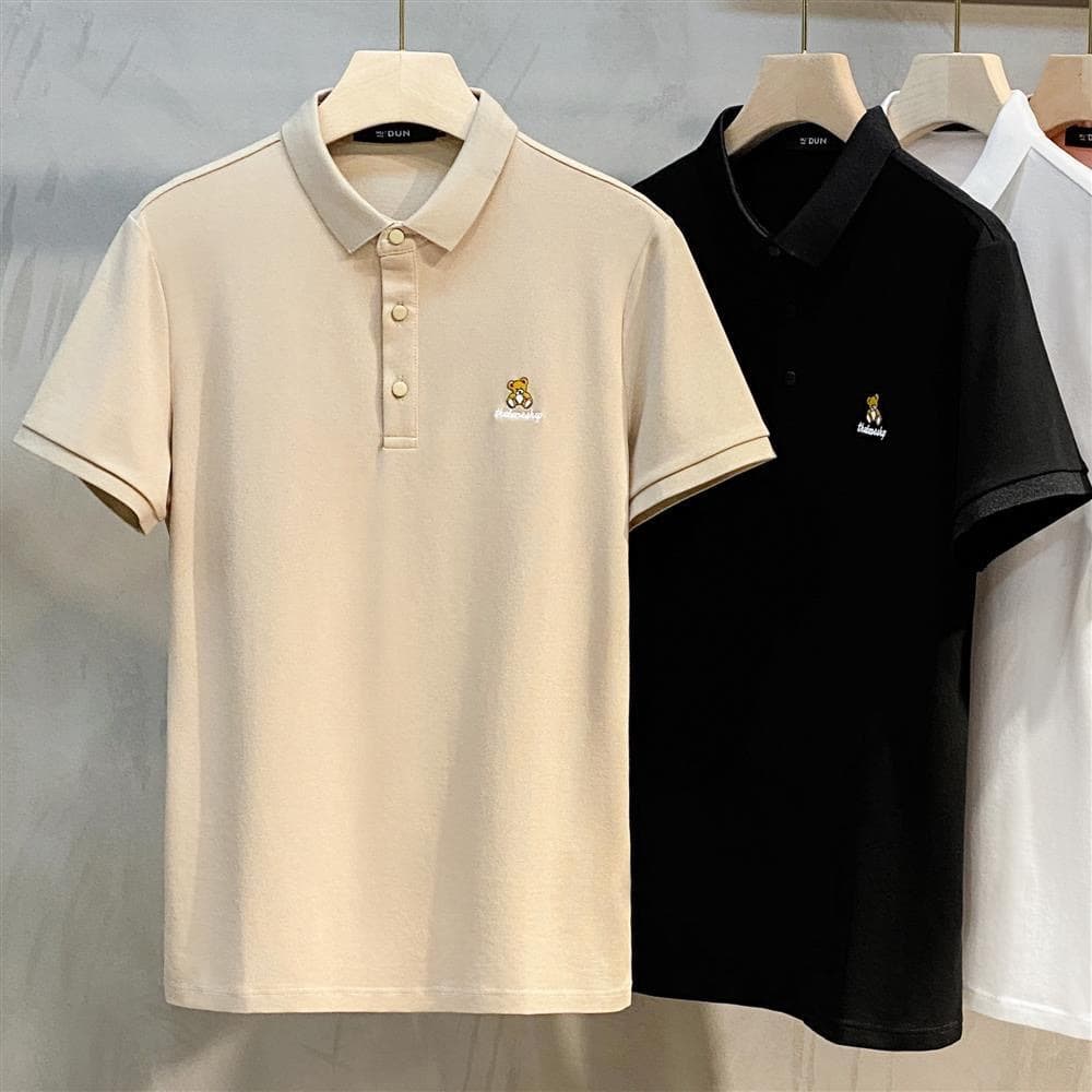 Men's Clothing Wholesale Summer New Men's Short Sleeved T Shirt Slim Lapel Polo Shirt Men's Youth Trendy Casual Tops T Shirt