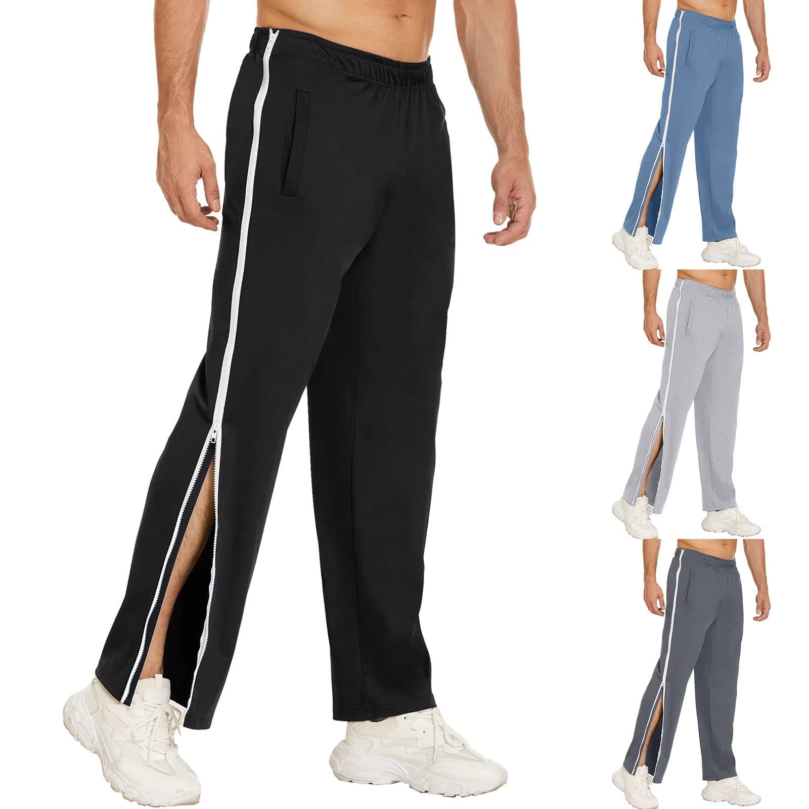 Men's Clothing Sports Zipper Pants Loose Sweatpants Training Seconds Off Basketball Pants Trendy Fashion Simple Versatile Casual Pants