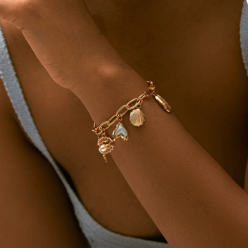 Neutral Style Chain Copper Plated K Real Gold Color Preserving Bracelet Retro High End Handmade Pendant Jewelry