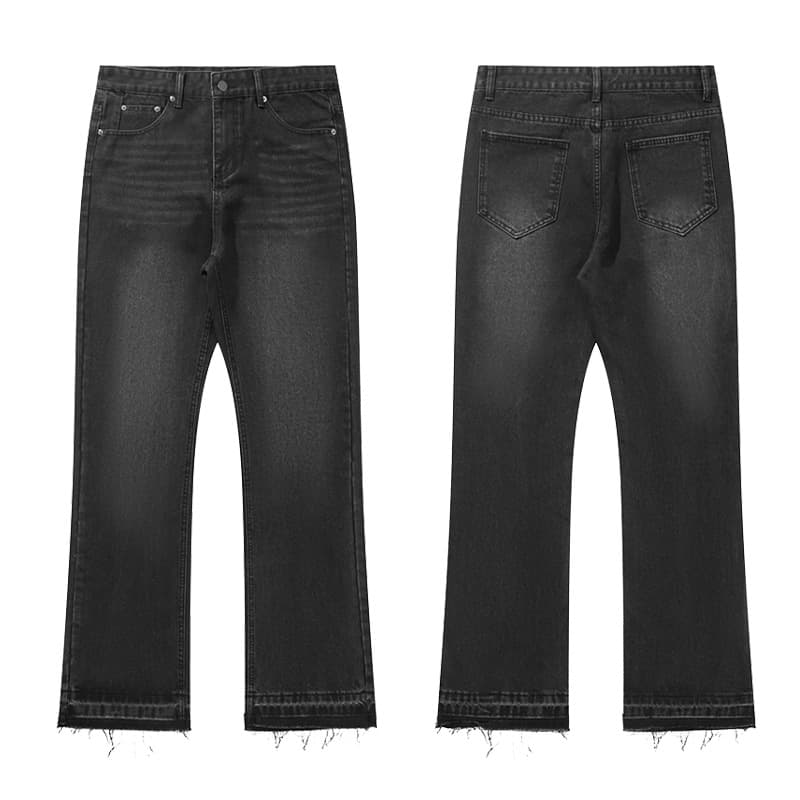 Men's Clothing | Cleanfit Black Tassel 507 Jeans Vintage Washed Distressed Trousers