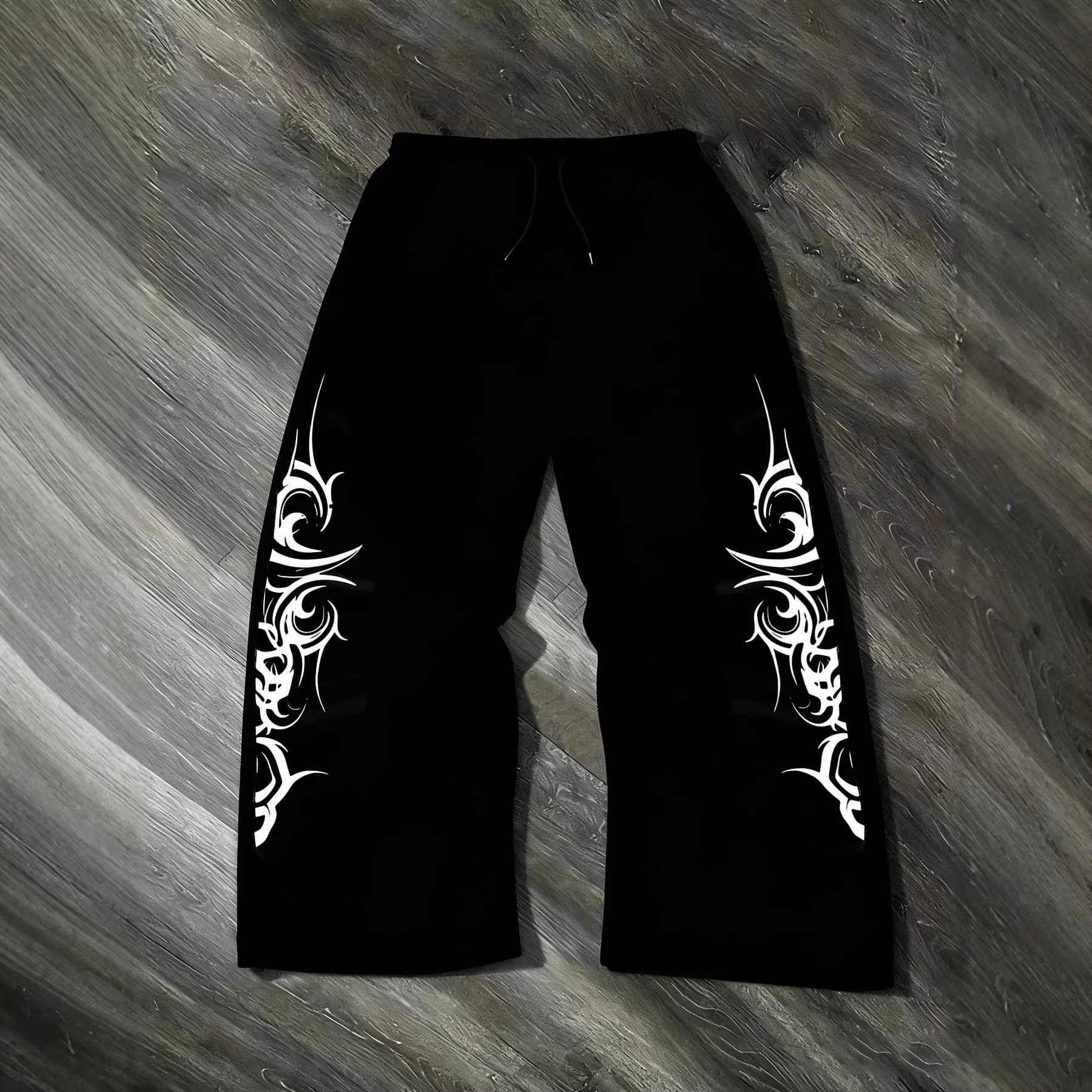 Gothic Y2K Print Jogger Pants For Men & Women - Loose Fit, Drawstring Waist, Stylish Streetwear With Dark Aesthetic