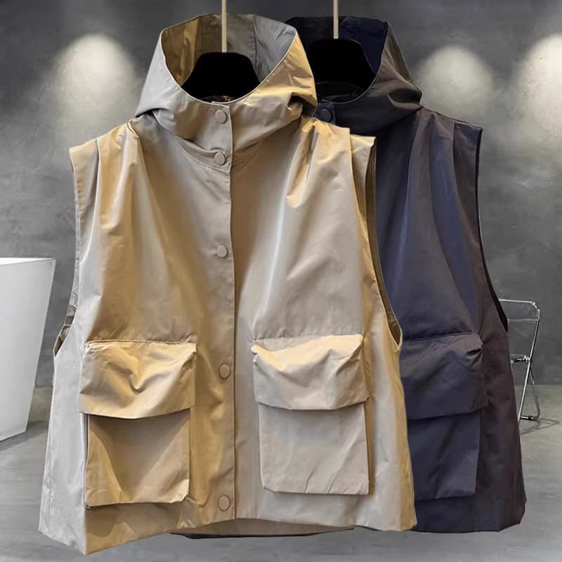 ​​Men's Korean Style Hooded Vest Jacket – Lightweight Zipper Outerwear For Spring & Autumn​​