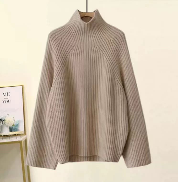 Ensemble coréen oversize en maille – Pull à grosses torsades et pantalon fluide à jambes larges, tenue d'hiver décontractée à col montant (Be