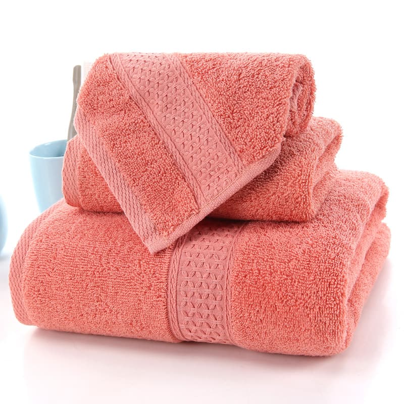 100% Long Staple Cotton Solid Color Rice Shaped Satin Jacquard Three Piece Set Towel Bath Towel Square Towel Six Piece Set