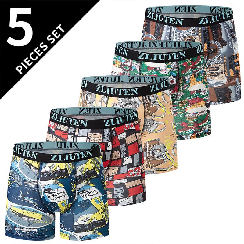 Boxer long tendance imprimé dessin animé pour homme, grande taille, taille moyenne, pour jeune