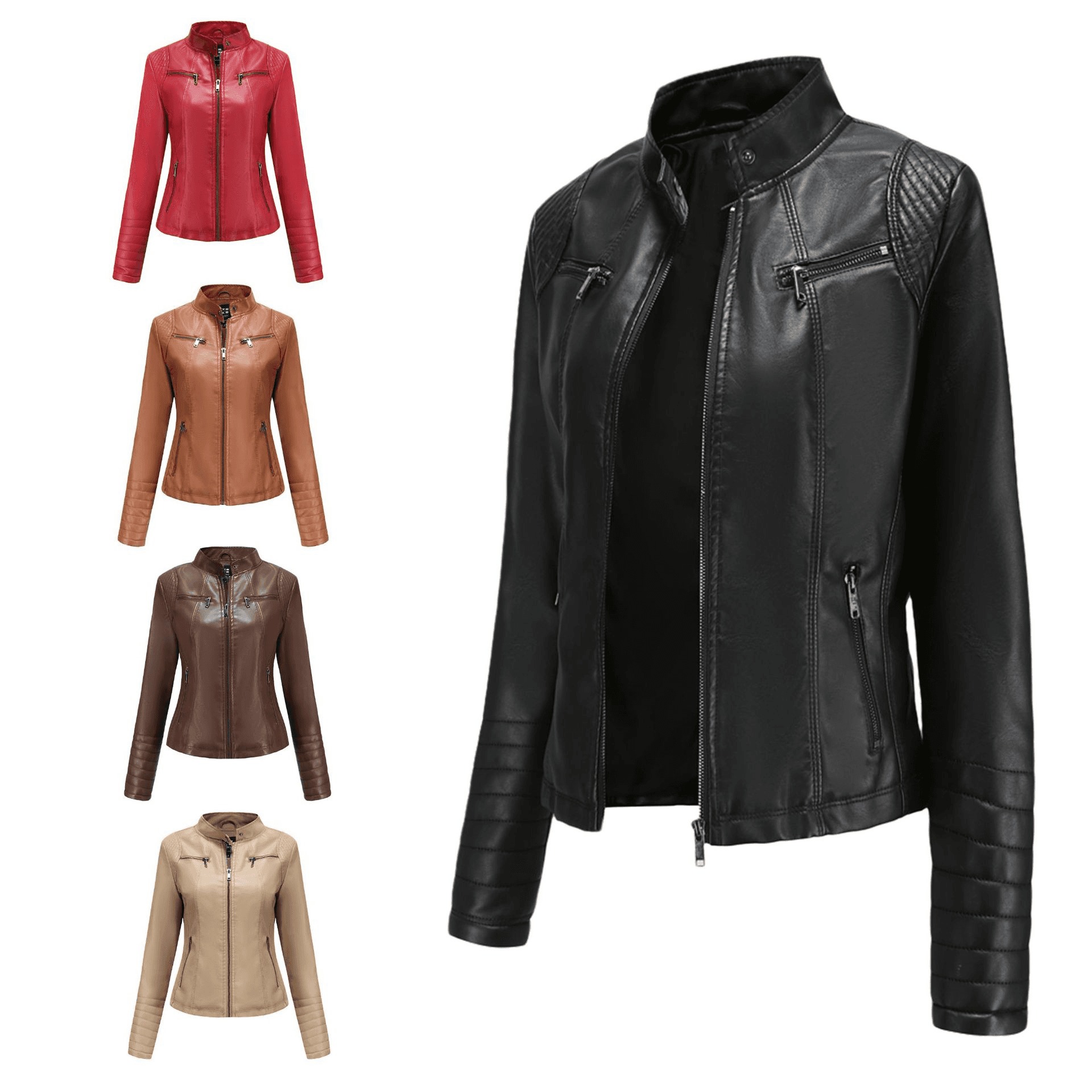 Women's Clothing Leather Coat Spring and Autumn Thin Section Motorcycle Clothing Leather Jacket Short Fashion Jacket