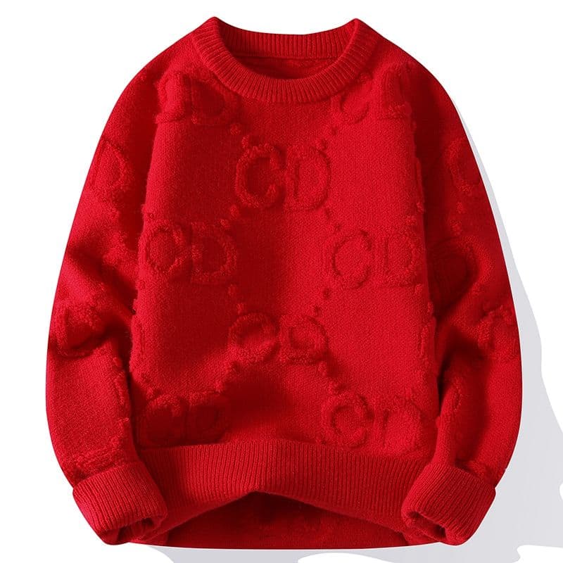 Pull à col rond personnalisé pour homme, idéal pour l'automne et l'hiver. Nouveau modèle à motif torsadé. Coupe ample et tendance.