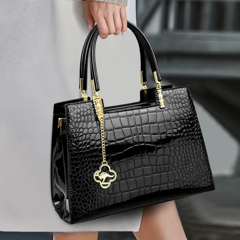2025 New Style Shiny Patent Leather Handbag Crocodile Texture Women's Shoulder Bag