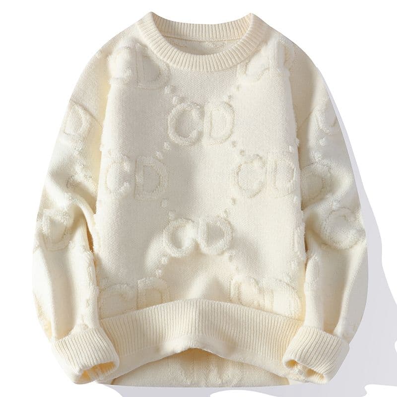 Pull à col rond personnalisé pour homme, idéal pour l'automne et l'hiver. Nouveau modèle à motif torsadé. Coupe ample et tendance.