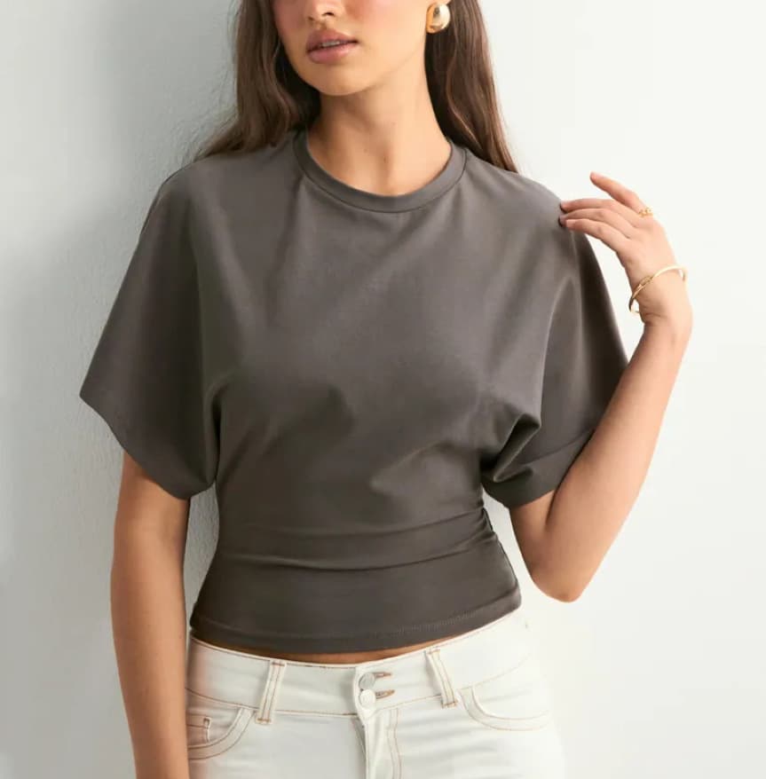 Women's Round Neck Short Sleeve T-Shirt Loose Fit Batwing Sleeve Basic Tee For Women (Black/White/Pink/Brown/Gray) Casual Comfortable Daily Wear