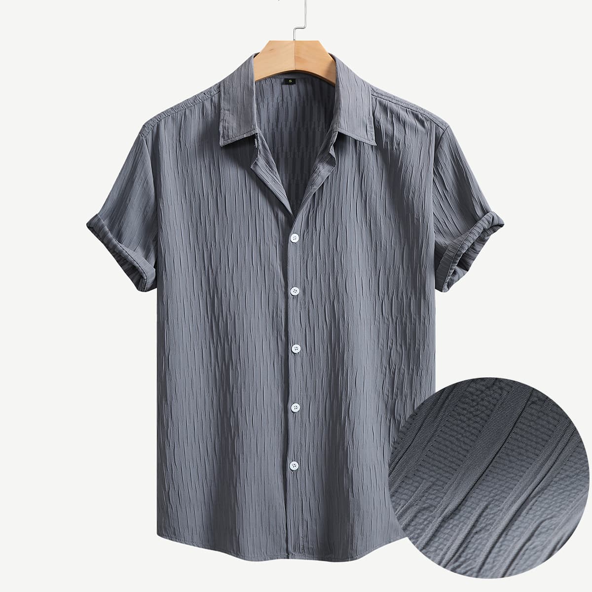 Men's Clothing Supply Men's European And American Short Sleeved Shirts 2025 Summer New Men's Solid Color Lapel Short Sleeved Shirts Men