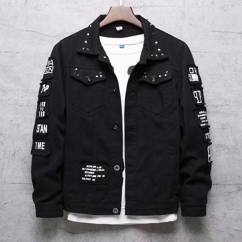 Men's Clothing Denim Jacket Fashion Slim Hole Cotton Stretch Denim Clothes Trendy Coats