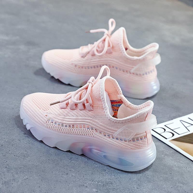 Fly Weave Women's Shoes 2024 Casual Women's Shoes Mesh Breathable Sneakers Women's Jelly Bottom Coconut Shoes Student Running Shoes Women