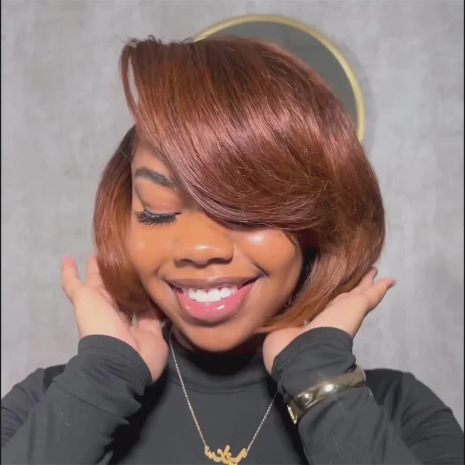 13x4 Pixie Cut Human Hair Wig Straight Lace Transparent Short Bob T Part Brazilian For Women
