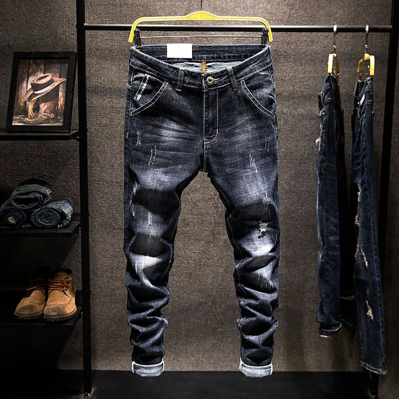 2024 New Men's Clothing Denim Casual Pants Version Stretch Slim Fit Tight Jeans