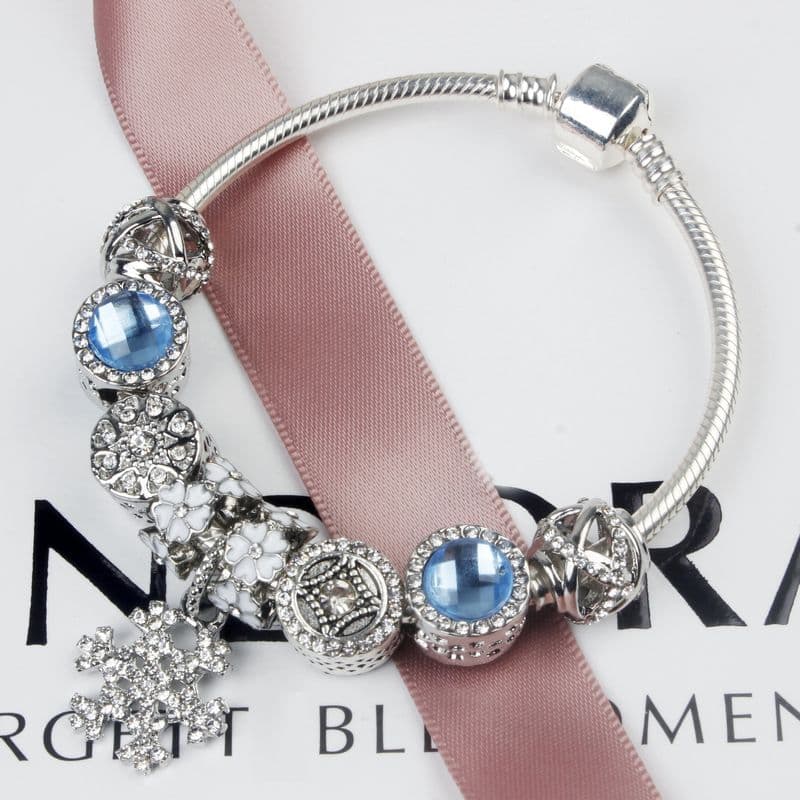 Snowflake Pendant Handmade DIY Alloy Dia Bead Bracelet