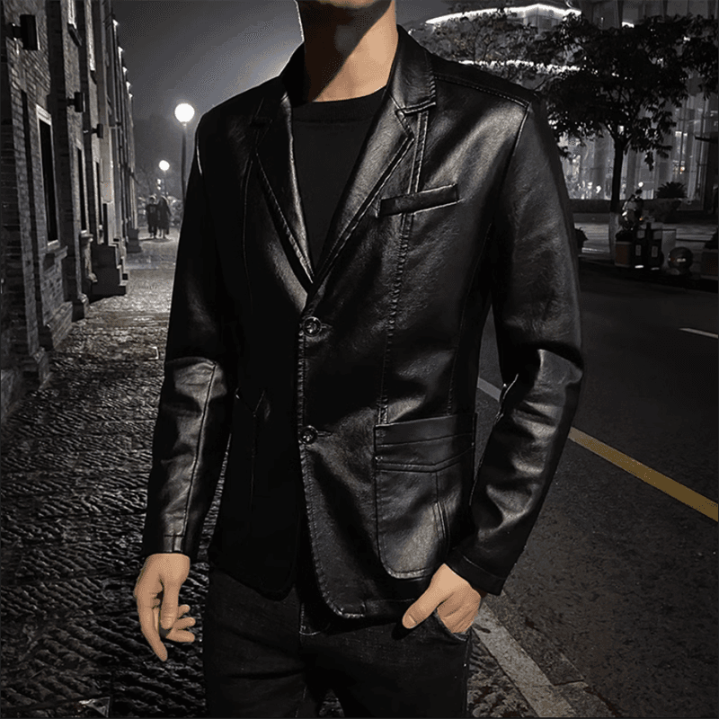Leather Jacket For Business Men, Casual, Black/Khaki, Men's Fashion, Costume Neck Coats, Large Size, High Adjusted, New Collection 2025