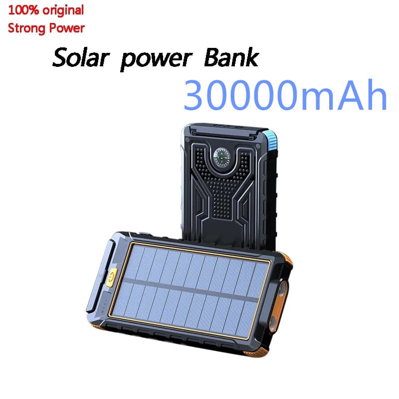 Solar Power Bank Waterproof Powerbank Large Capacity Fast Charging External Battery With SOS For IPhone Samsung Xiaomi