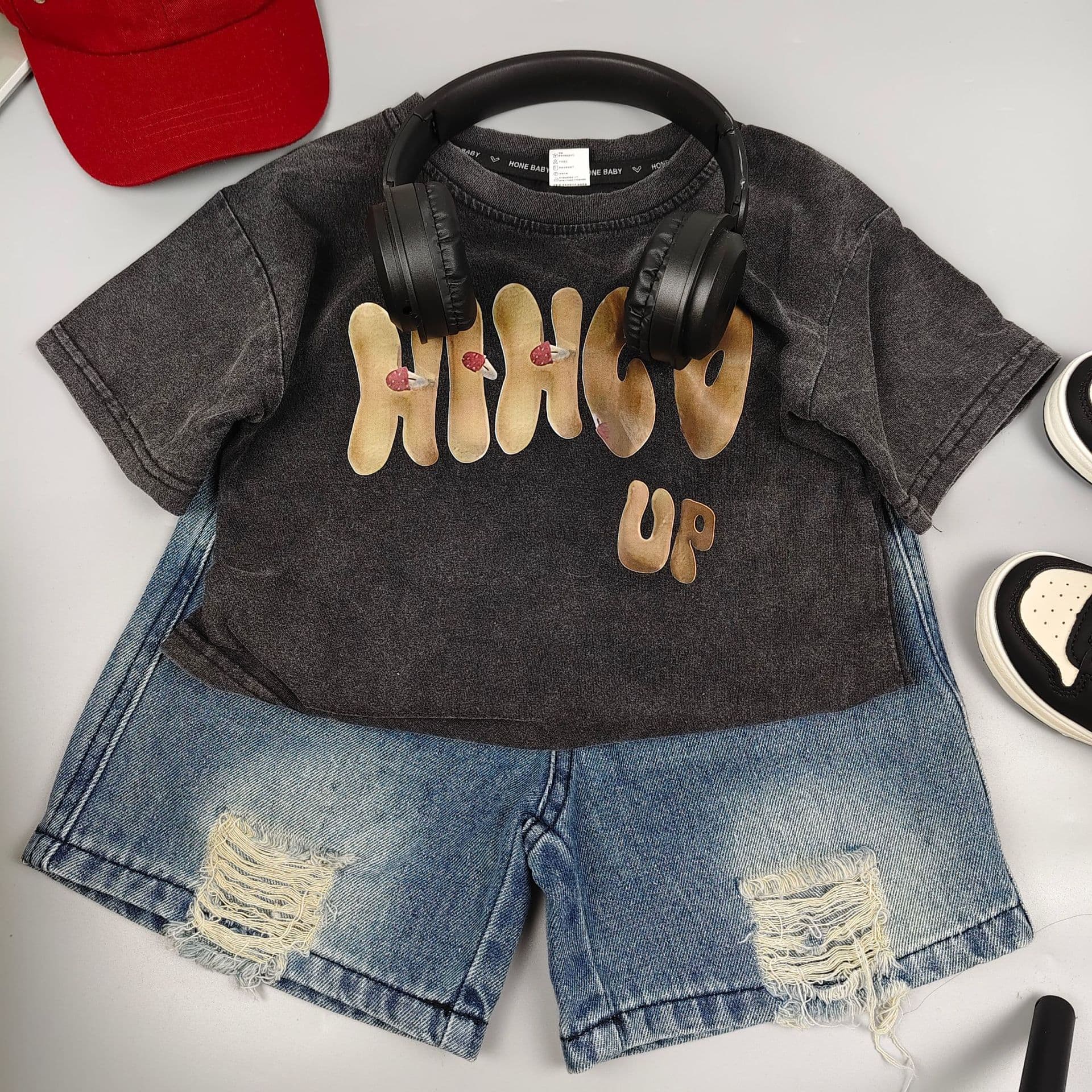 Summer Clothes Set For Boys Printed Letter Style Short Sleeve Toddler Outfit New Style For Kids 3-7 Years Old