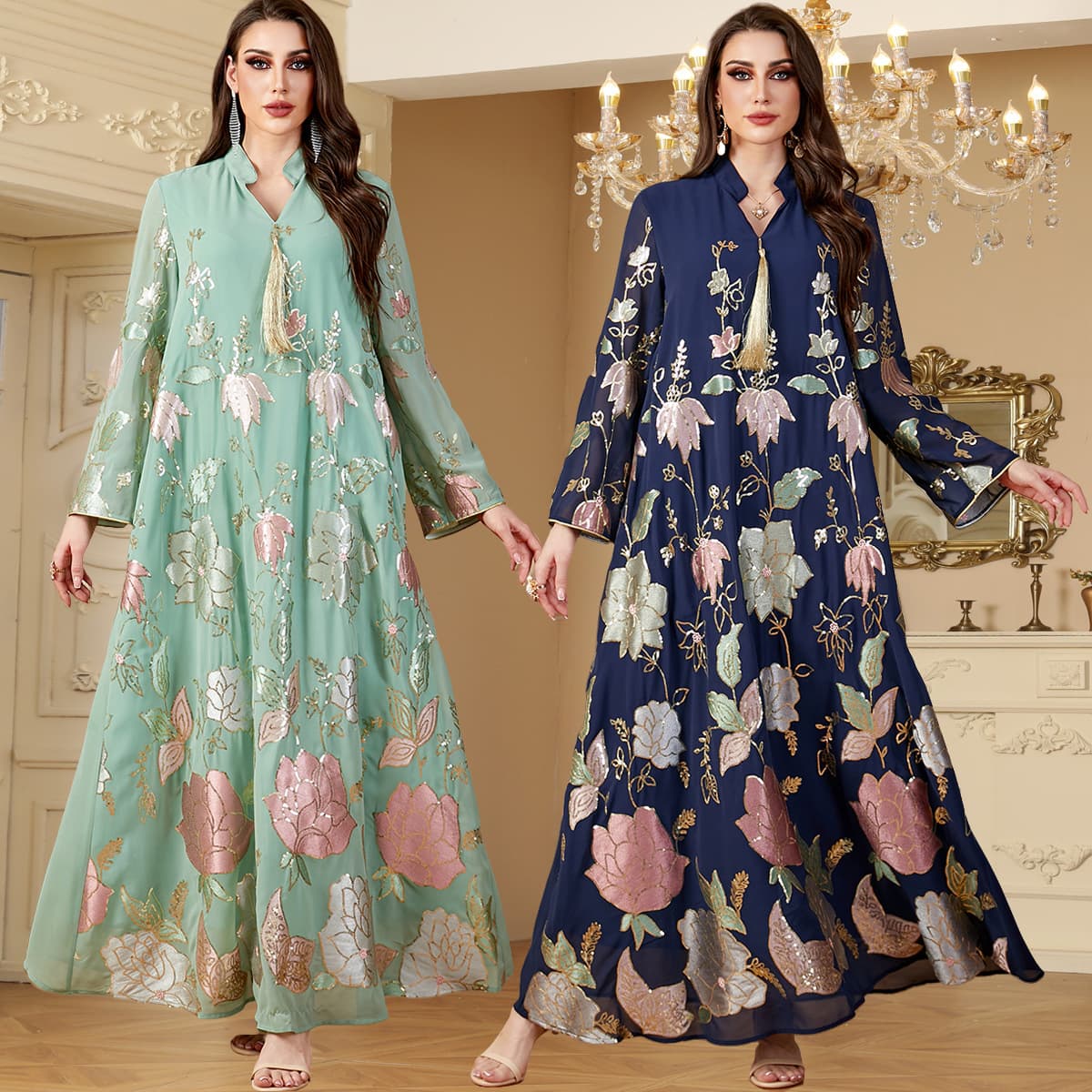 Women's Clothing Sequin Embroidery Tassel Dubai New Dress