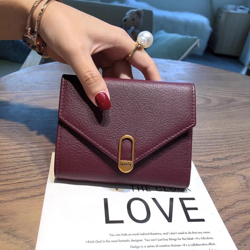 Women's Fashionable Short Wallet Thin Genuine Leather Card Holder Soft Cowhide Folding Wallet New