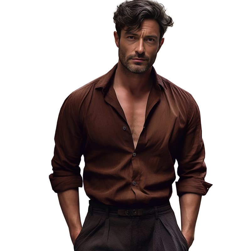 2024 Model New Medieval Men's Cotton Linen Crepe Collar Shirt C32