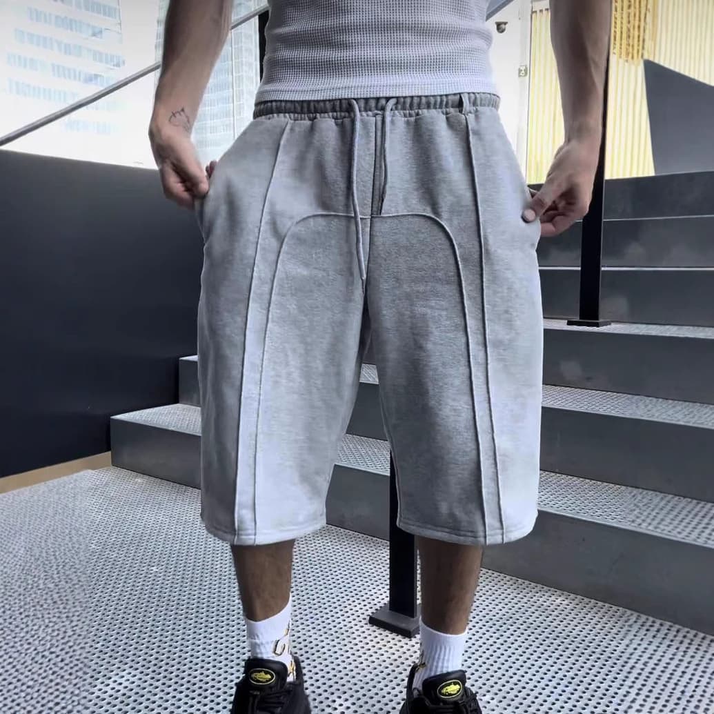 Men's Clothing Elastic Lace Up Sweatpants Shorts Street Fashion Hip Hop Loose Straight Casual Shorts Men's Pants