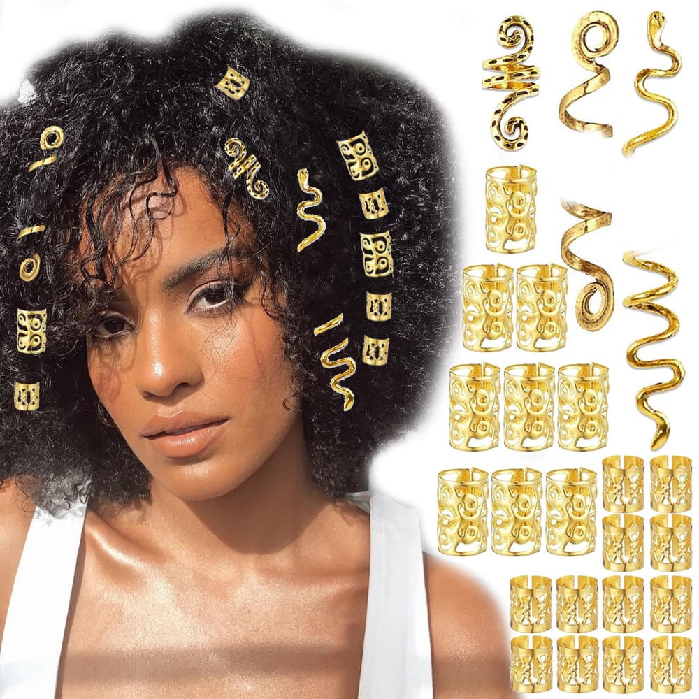 Hair Clips&Pins New Retro Alloy Spring Hair Accessories Combination Electroplated Gold Hair Extension Ring Big Braid Accessories Reggae Headdress