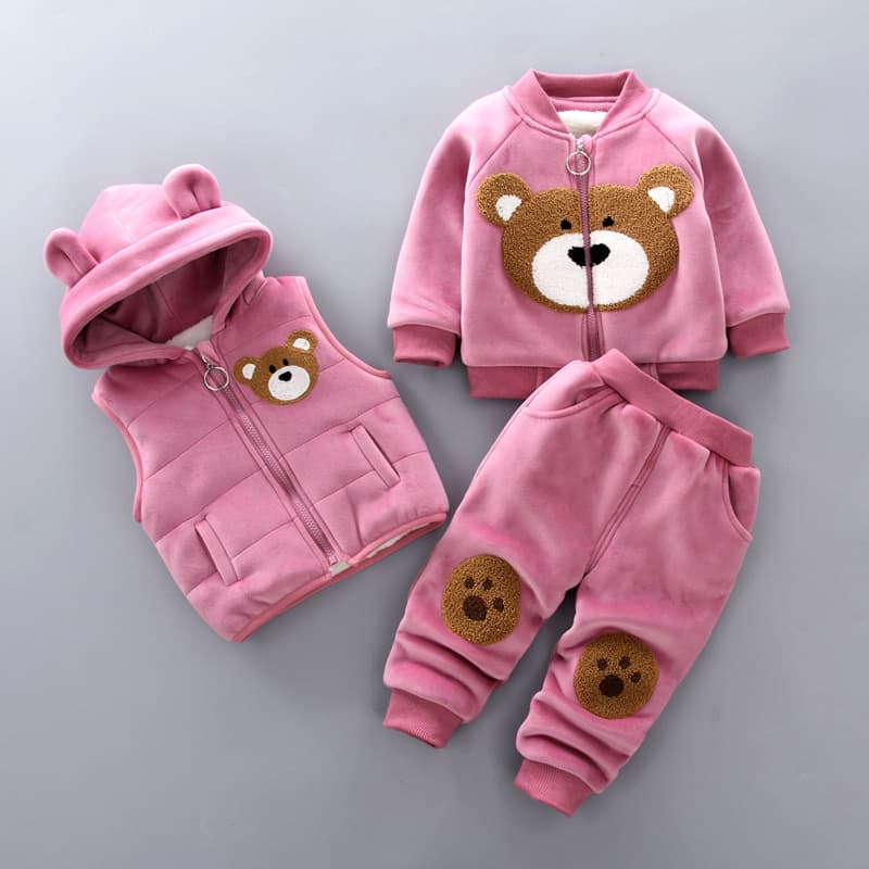 Kid's Clothing 2025 New Style Baby Boys And Girls Plus Velvet Thickened Three Piece Suit Baby Children's Clothing Boy Jacket Style Fashion Suit