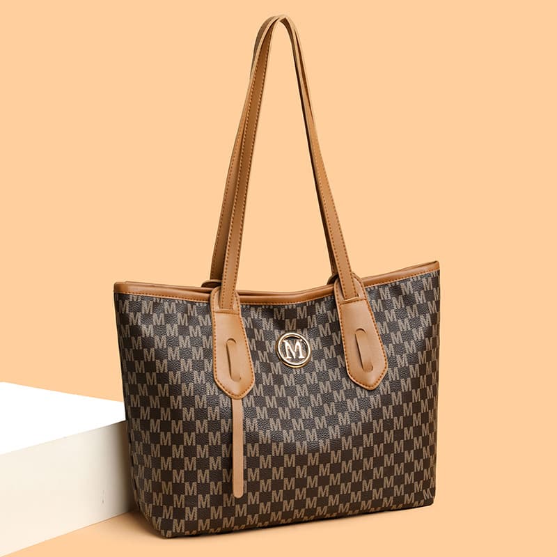 Vintage-Inspired Large Capacity Tote Bag For Women - Stylish PU Shoulder Bag With Print Design, Spacious & Versatile For Daily Use
