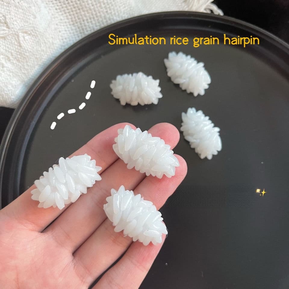 Fashion Simulation Rice Hairpin Funny Rice Grain Duckbill Clip Student Side Clip Bangs Clip Creative Rice Ball Hairpin