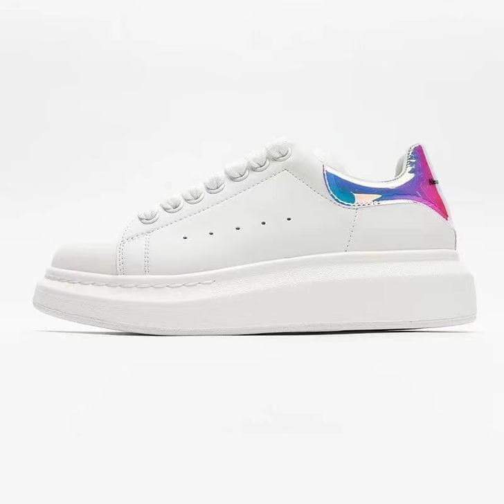 MQueen Petites Chaussures Blanches Version Haute Semelle Épaisse Rehaussée En Velours Noir Queue Plateforme Chaussures Classiques Décontractées T