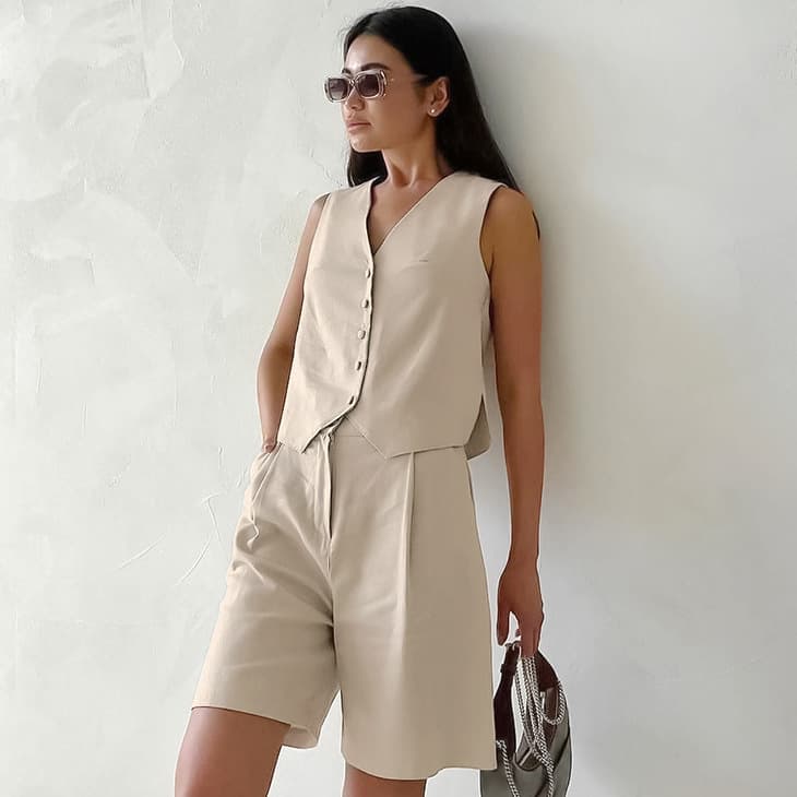 Women's Clothing Vest Vest Hot Pants Set Summer Fashion New Two Piece Set