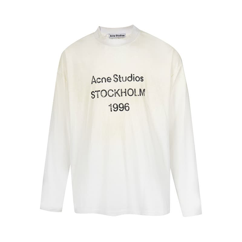 T-shirt unisexe à manches longues, style AC tendance, imprimé lettres simples, coupe déstructurée, fine et ample, style « Pas la Belle au bois