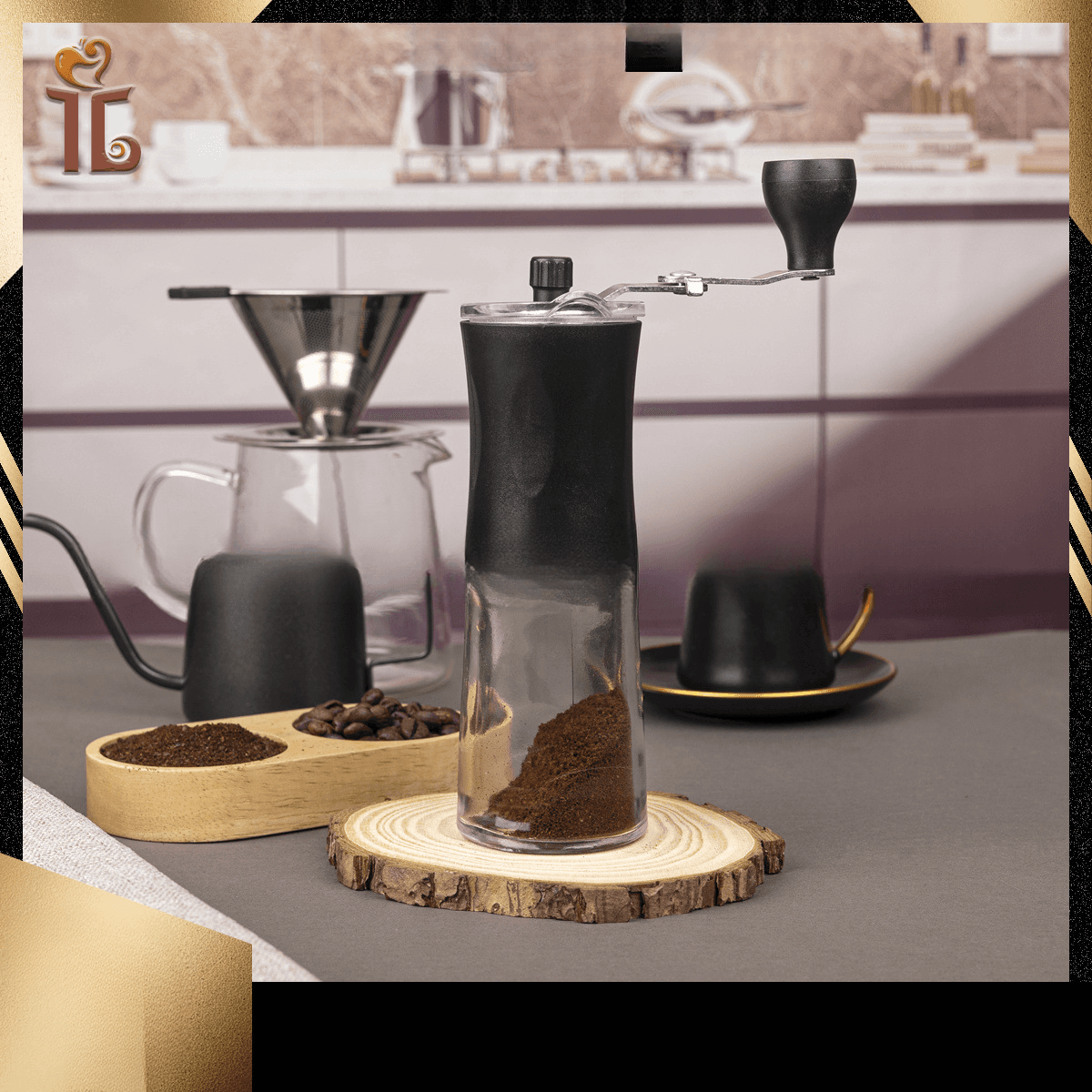Simple machine, portable grinder, household hand cranked coffee bean grinder