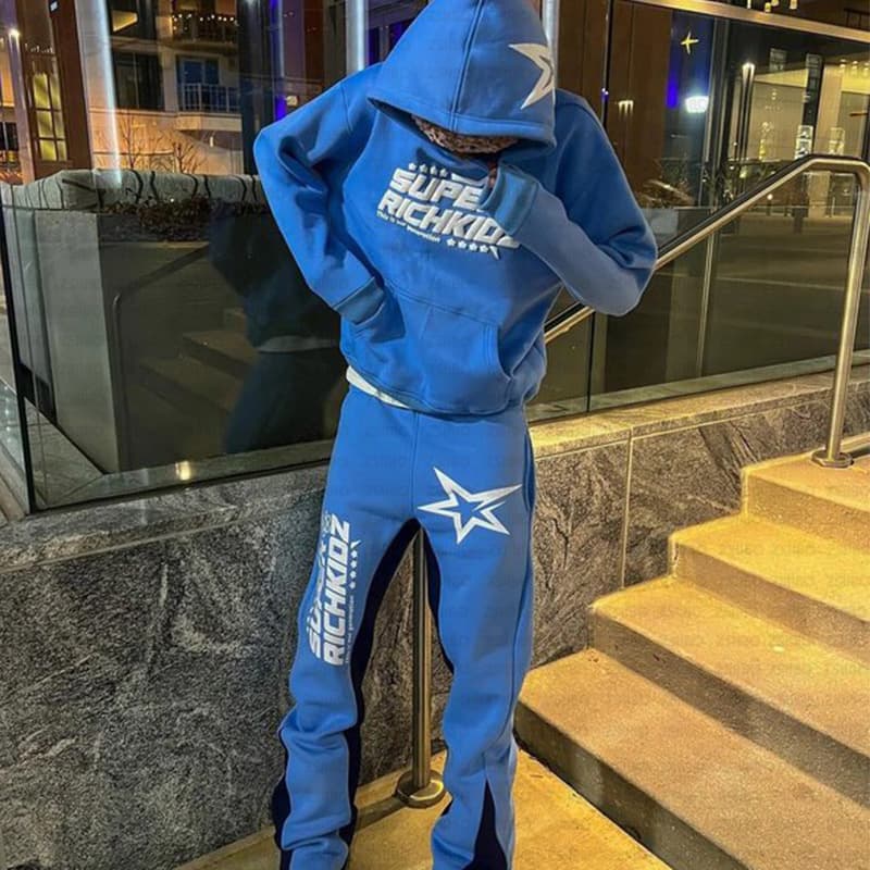 Sweat à capuche imprimé étoiles pour hommes et femmes, style hip-hop européen et américain, veste ample